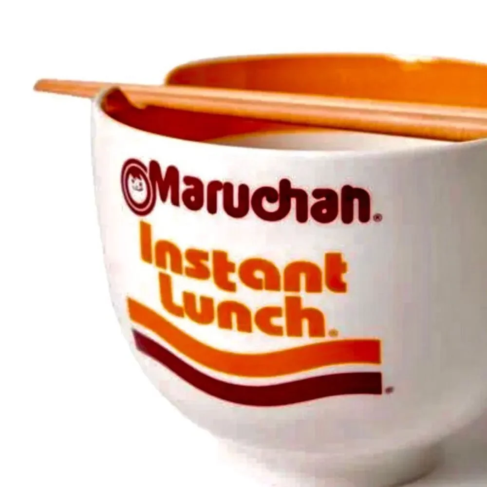 NWT Maruchan Ramen Microwave Dishwasher Safe Ceramic Bowl w/ Reusable Chopsticks